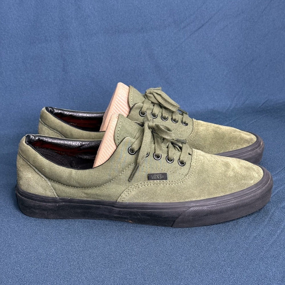 Vans x J.Crew Era Mens 11 Olive Green Suede Canvas Black Sole Skate Shoes